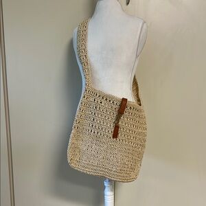 Tan Crochet Saint Laurent Raffia  Bag